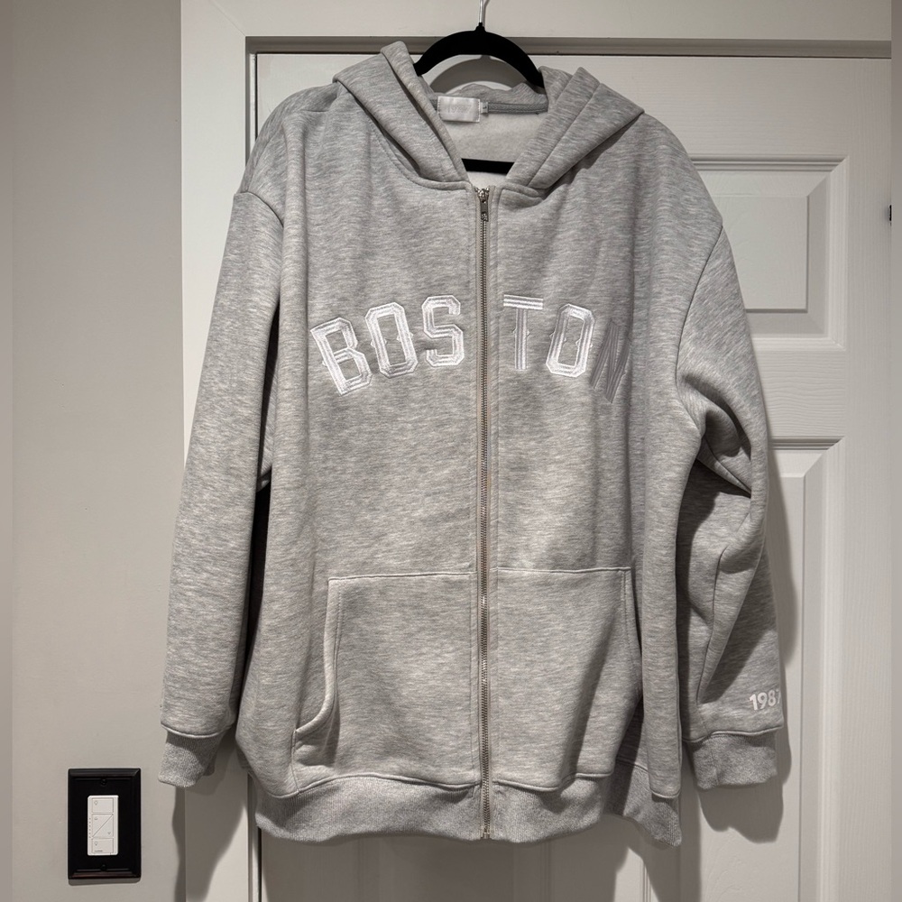 Gray 'Boston' Zip-Up Hoodie - Women's Sweatshirt